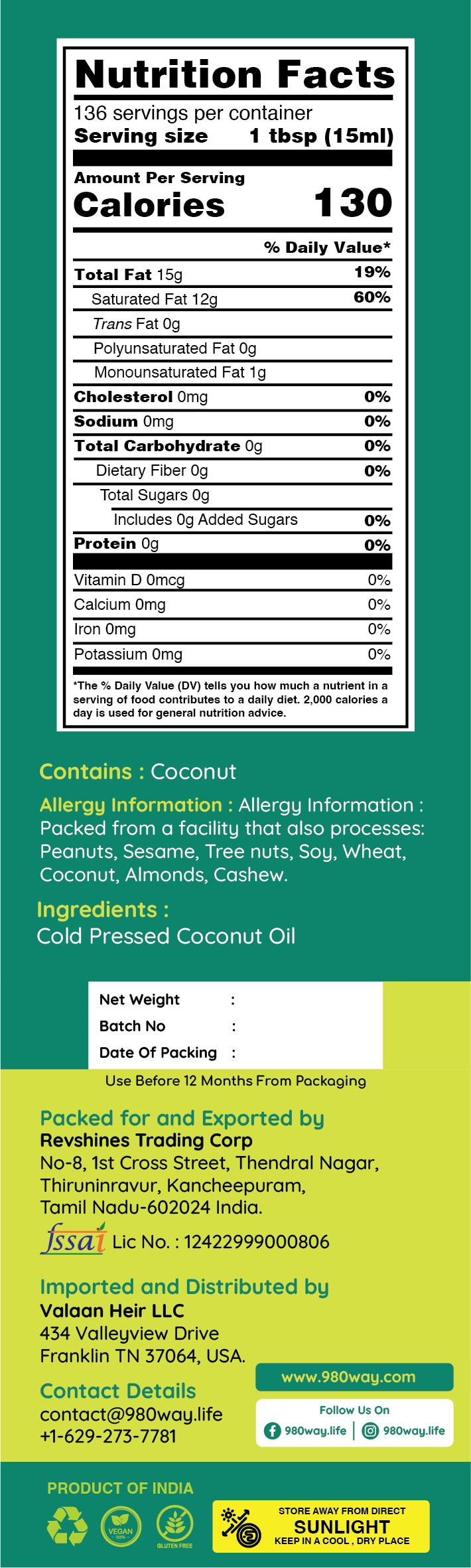 Cold Pressed Coconut Oil