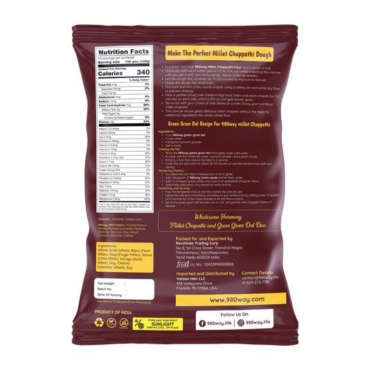 Mixed Millets Chapati Flour - 1000 gms (2.2 lbs)