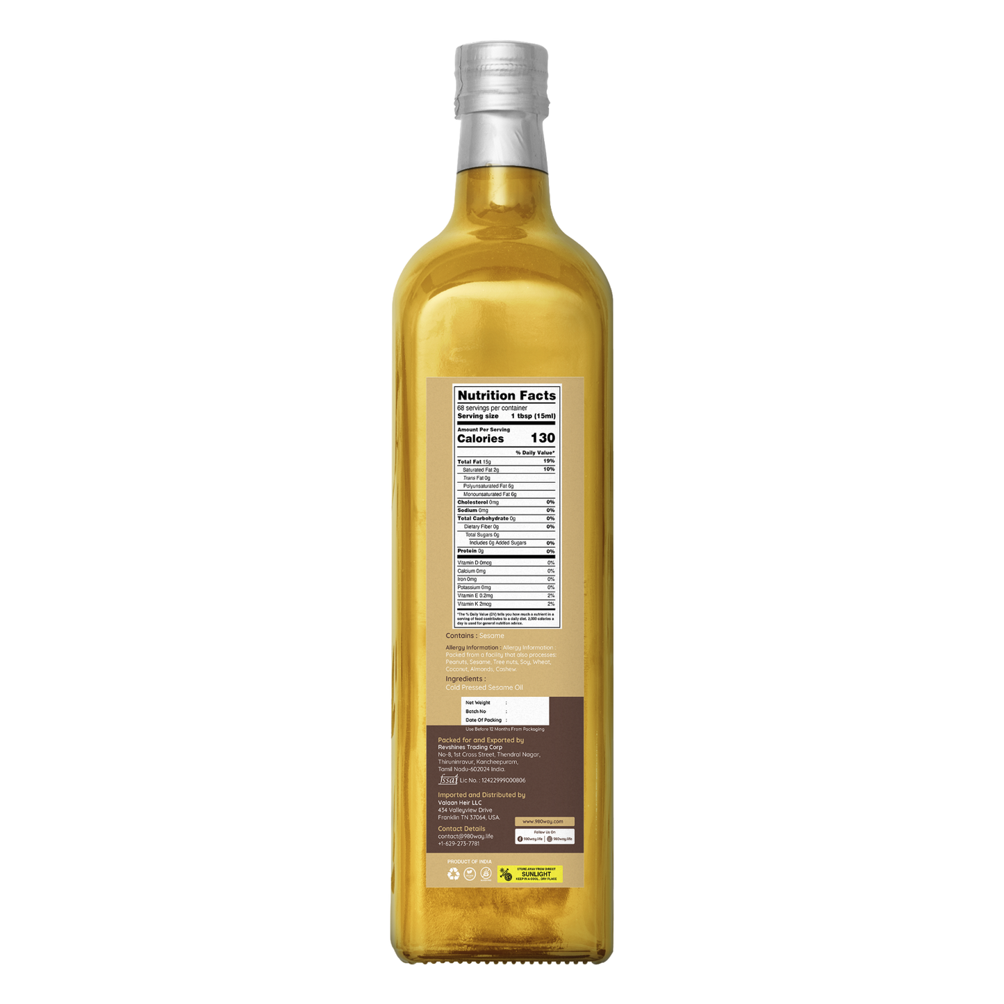 Cold Pressed Sesame Oil